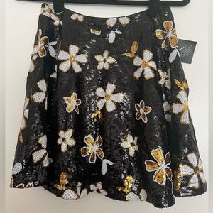 Nasty Gal Black Flower Disco Sequin Skirt